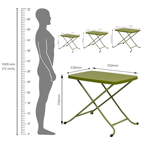 Image of Supreme Furniture Civic Multi-Purpose 3 Height Adjustable Rectangle Plastic Table,Portable for Study, Office, Work from Home, School, Living, Laptop, Bed, Indoor & Outdoor(M-Green)