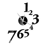 Wall Clock DIY Made of Acrylic Material, Numbers, Looks Like Mirror, Modern Design, for Home Living Room Bedroom Kitchen Baby Child Novelty Luxury Crystal Wall Silent Watch Extra Large, New, Black