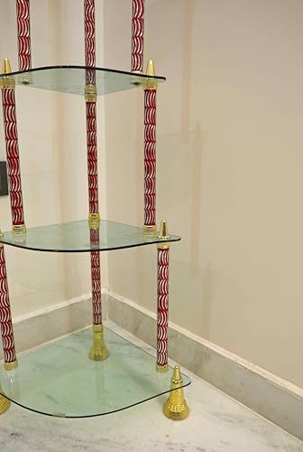 Image of SHREE Glass Wall Shelves || Living Room Stylish || Unique Design with Finish 5 Shelf (Red)