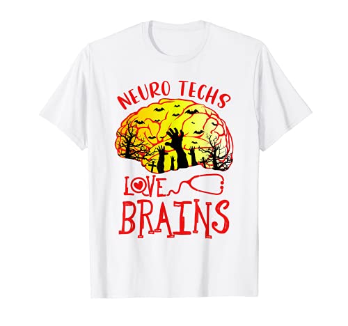 Halloween Neurology Technologists - Neuro Techs Love Brains T-Shirt