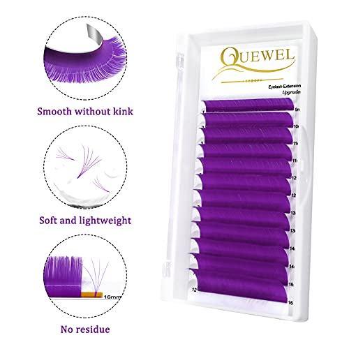 Easy Fan Volume Lashes .07 D Curl Purple Volume Lash Extensions 9-16Mm Mixed Lash Tray Color Lashes Extension Self Fanning 2D-10D Volume Eyelash Extensions By Quewel (Purple 0.07 D 9-16Mm) #TOP4