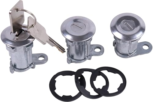 JZGRDN Set of 3 Door Cylinder Lock Kit Door Lock Cylinders with Keys 8122874K3 Compatible with Jeep CJ, Wrangler, Cherokee XJ 1984-1990