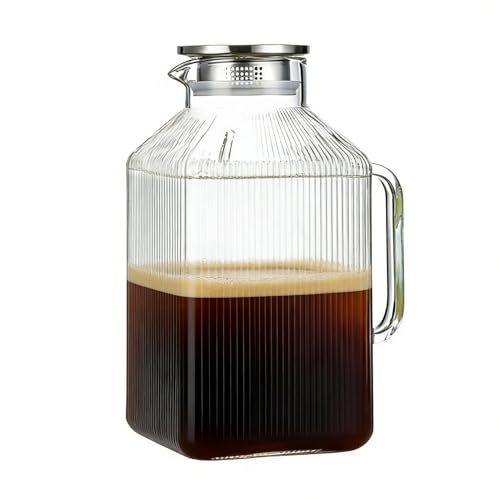 3.8L Glass Water Pitcher with Lid - Heat-Resistant Beverage Dispenser for Iced Tea, Coffee, and Cold Water - Perfect for Kitchen and Outdoor Use