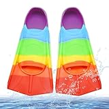 Schwimmflossen Kinder, 100% Silikon Kurzflossen, Training Flossen Schwimmflossen für Kinder Erwachsene Schwimmtraining, Freiwassertraining, Schnorcheln, Tauchen für Anfänger