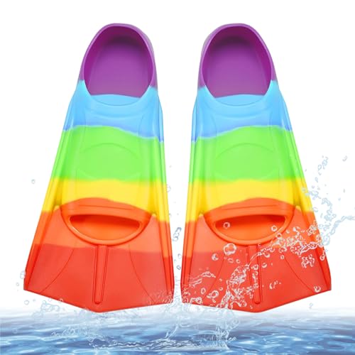 Palmes de natation pour enfants, palmes courtes 100 % silicone, palmes d'entraînement pour enfants et adultes, entraînement en eau libre, plongée avec tuba, plongée pour débutants