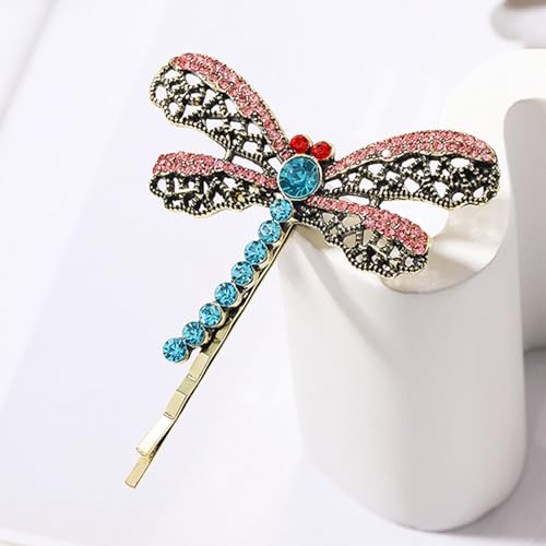 4 Stück Libellen-Haarspangen, Modische Kristalldekoration, Einteiliger Clip Für Mädchen, Kreative Strass-Tiara, Frisur-Fixierungsclip