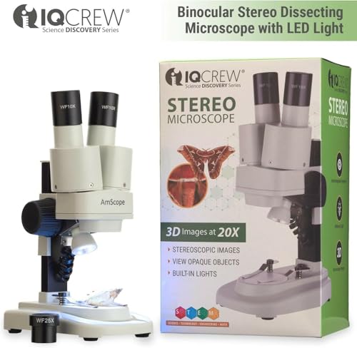 Image of AmScope 10X-20X Kids Battery Powered Binocular Stereo Dissecting Microscope with LED Light