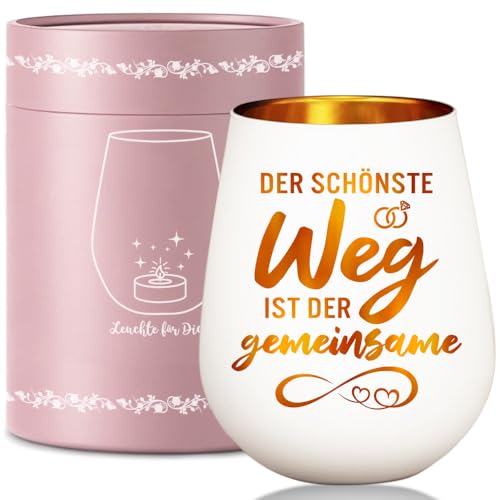 Der schönste Weg Windlicht Glas mit Gravur, Geschenke zur Verlobung Goldene Hochzeit...