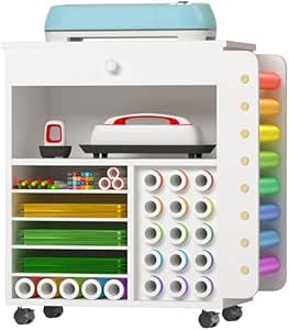 Trironsun Rolling Craft Cart Compatible With Cricut Cutting Machine Stand With Drawers Vinyl Holder, Storage Trolley For Cricut Craft Accessories (Rustic Brown