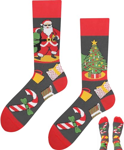 TODO Cool Christmas Santa Socks for Men - Funny and Crazy Socks - Fun Novelty Gifts (Happy X-mas 39)