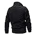 CRYSULLY Men's Casual Lightweight Long Sleeve Full Zip Up Jackets With Shoulder Straps Cotton Bomber Coat
