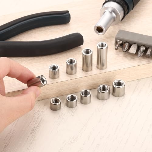 QUARKZMAN 10 Stück Runde Schweißmuttern, M8x10x10mm Lange Schweißmutter Weibliches Gewinde - 304 Edelstahl Runde Verbindungsmuttern Hülse Stange Stab, Silber