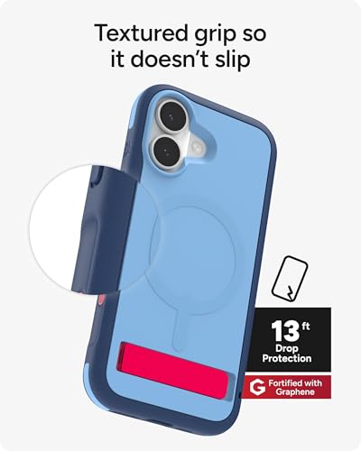 Image of ZAGG Sedona Snap Case with Kickstand for iPhone 17 - Blue Royal Ember, Drop Protection (13ft /4m), Multi-Layer Protection, with Camera Button, MagSafe Phone Case with Impact-Absorbing Bumpers