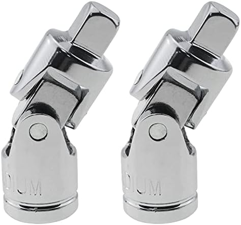 Mutai 1/4Inch U-Joint 2PCS 1/4 Inch Silver Drive Spring Loaded Universal Joint Sockets