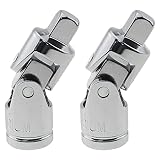 Mutai 1/4Inch U-Joint 2PCS 1/4 Inch Silver Drive Spring Loaded Universal Joint Sockets
