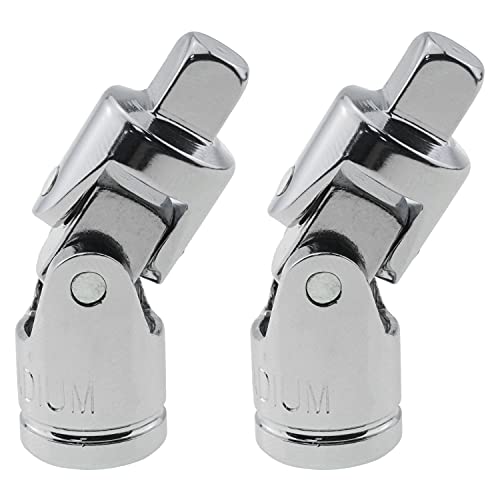 Mutai 1/4Inch U-Joint 2Pcs 1/4 Inch Silver Drive Spring Loaded Universal Joint Sockets #TOP2