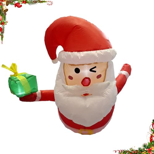 Ohphnt Pere Noel Gonflable Exterieur,père noël Gonflable LED,Père Noël Gonflable avec LED Lumières,107cm Figure Géante Inflatable Santa, pour Intérieur Extérieur Pelouse Patio Centres Malls-A