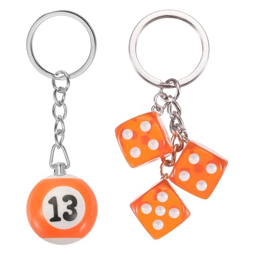 PATIKIL 13 Ball Keychain, Lucky Number 13 Pool Balls with Dice Keychain Creative Keyring Charm Pendant for Bag Wallet Purse Car Cellphone Accessories, Orange
