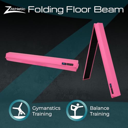 Z-Athletic Gymnastics Training Foldable Foam 8-Foot Floor Balance Beam for Kids, Pink