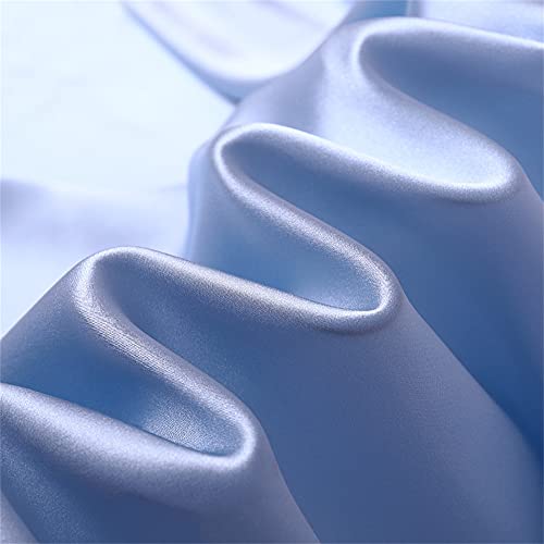 YJKIS 44" 100% Pure Silk Fabric Pale Blue Charmeuse Fabric by the Yard for Sewing Clothes DIY Crafts