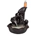 OCIOLI Backflow Ceramic Incense Burner Porcelain Holder Lotus Pond Censer- Black