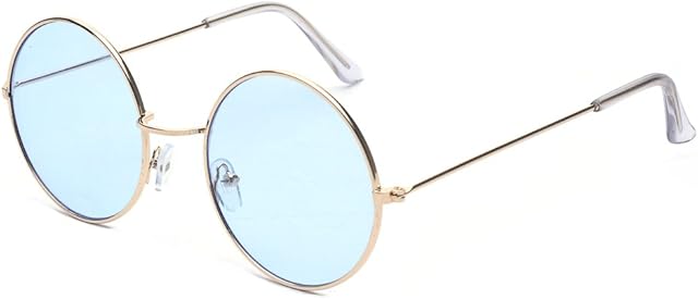 Outray Round Small Flat Sunglasses Circle Colorful Tinted Vintage Metal Hippie Glasses
