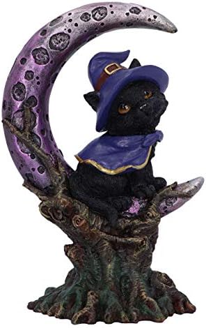 Nemesis Now Grimalkin Witches Familiar Black Cat and Crescent Moon Figurine, 18.5cm U5436T1