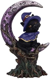 Nemesis Now Grimalkin Witches Familiar Black Cat and Crescent Moon Figurine, 18.5cm U5436T1