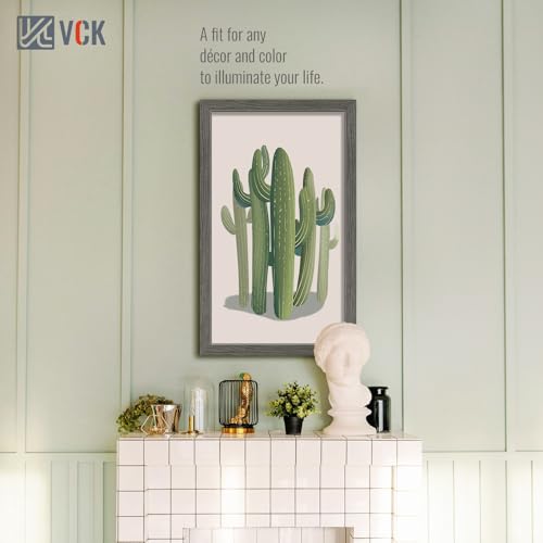 Image of VCK 14x24 Frames 3 Pack, Gray Grey Poster Frame MDF Wood with Polished Plexiglass, Wall Mounting Horizontal & Vertical Display