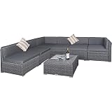 Welpatio 7 Piece Outdoor Patio Furniture Sets with Cushions, PE Rattan Wicker Outdoor Sectional Furn