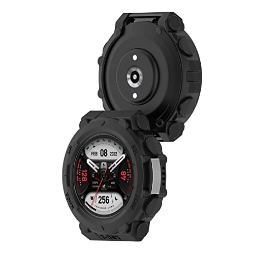 HOMTERN Cases for AMAZFIT T-Rex 2,Flexible Silicone Cover Shell Shockproof Scratch-Proof Protector Case Smartwatch Accessories for AMAZFIT T-Rex 2 ONLY,Black - Image 3