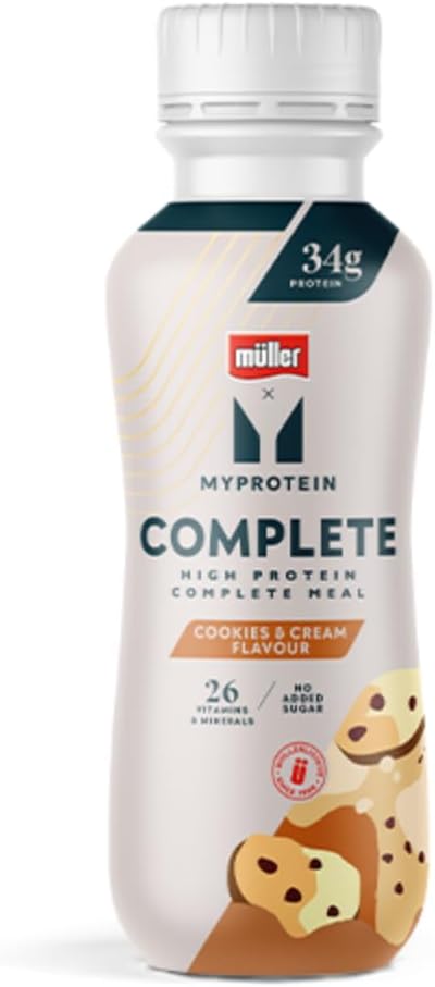 Myprotein x Müller Complete Protein Shakes | 6 x 500ml – Cookies & Cream Flavour – 34g Protein Ready-to-Drink Meal Replacement | 505kcal | 26 Vitamins & Minerals for Immunity, Energy & Bone Health