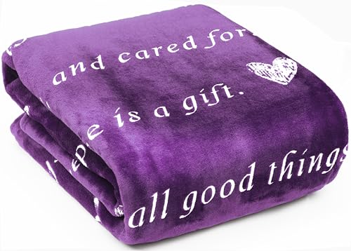 WOLF CREEK BLANKET - Compassion Blanket (Brand)- Strength Courage Super Soft Warm Hugs, Get Well Gift Blanket Plush Healing Thoughts Positive Energy Love & Hope (Purple, 50 x 60 Fleece)