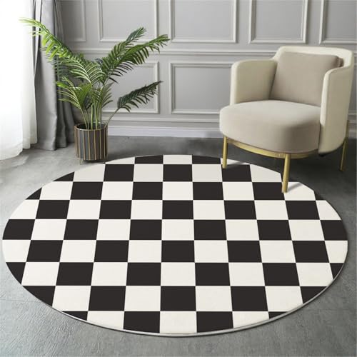 Tapis rond 200cm noir de salon lavable et antidérapant - 4