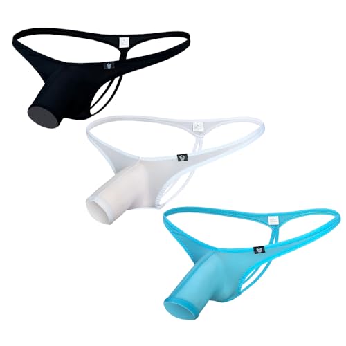 Gogobear Mens Elephant Nose Underwear Hollow Out Thin Double Strap G-String Thongs Brief