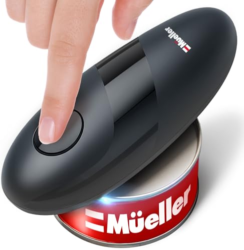Image of MUELLER HOME SmoothEdge Auto Electric Can Opener - Battery‑Operated One‑Touch w Magnet Lid Lifter, Smooth‑Edge Cut Technology - Portable Hands‑Free Automatic Can Opener for Seniors & Arthritis, Gray