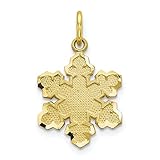 10k Yellow Gold Solid Snowflake Pendant Charm Necklace Winter Fine Jewelry For Women Gifts For Her