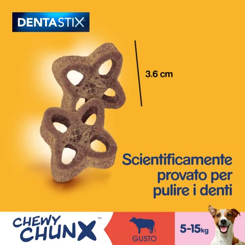 Pedigree Dentastix Chewy Chunx, Rinderzahn-Snack für kleine Hunde, 5 Beutel à 68 g