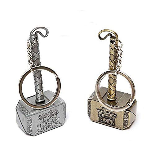 U-Likee Marvel Keychain - Thor Hammer Keychain - Avengers Thor's Hammer Pewter Keychain Key Ring - Cool Key Chains Funny Keychains (2Pack)