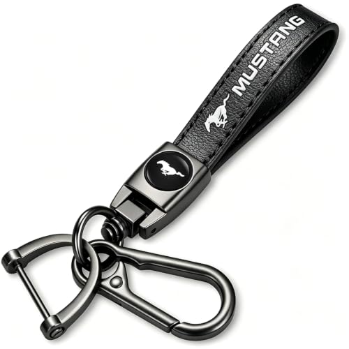 Image of YUIQIEUY Genuine Leather Car Keychain Key Chains Ring Accessories for Man and Woman Family Present Black