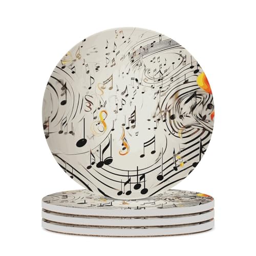 Dessous de verre céramique notes de musique absorbant liège pour tasse