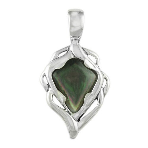 Carolyn Pollack Sterling Silver Gray Mother of Pearl Gemstone Pendant Enhancer