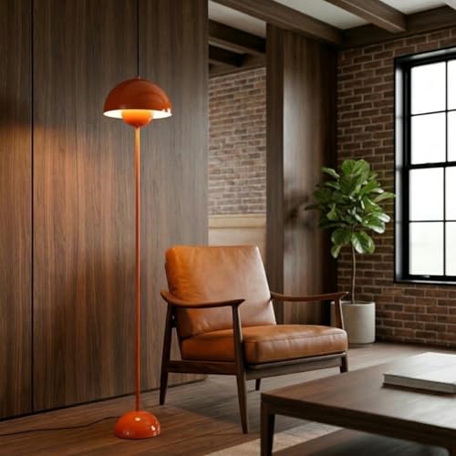 Image of COSYLUX Mid-Century Modern Metal Bud Floor Lamp for Home and Office, Orange