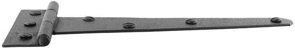 Renovators Supply Manufacturing Black T Strap Shed Door Hinge 7 Inch Flush Mount Cast Iron Barn Door Shed Hinge with Hardware Pack of 2