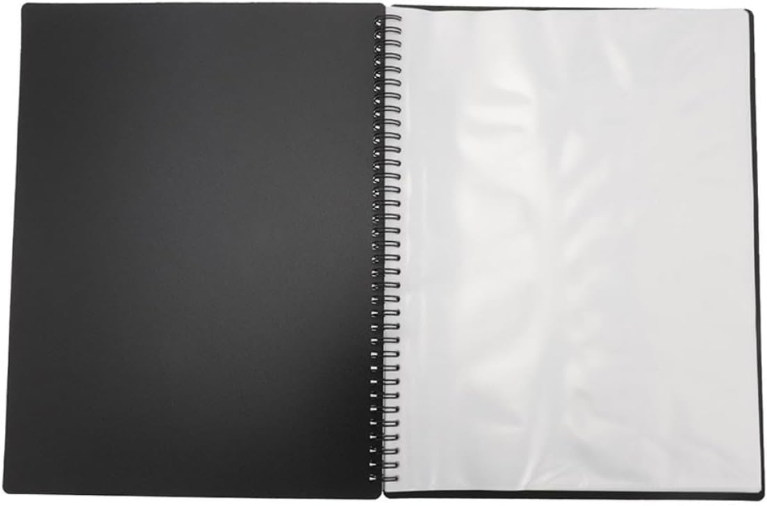 A4 Music Sheet Folder with 50 Double-Sided High Treble Clef Pages, Black Instrument Score Binder for Choir and Orchestra, Multi-Layer Document Organizer