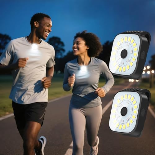 2 Stück Laufleuchten für Läufer wiederaufladbare Clip Taschenlampe Mini-Taschenlampen für Hunde zum Spazierengehen bei Nacht mit 4 Modi für Joggen Klettern Läufer Angeln Camping Wandern