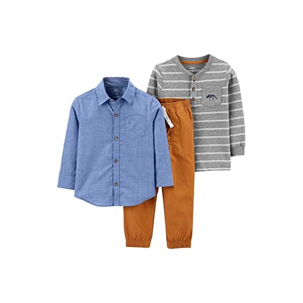 Simple Joys by Carter's Boys' Toddler 3-Piece Playwear Set, Chambray, 2T