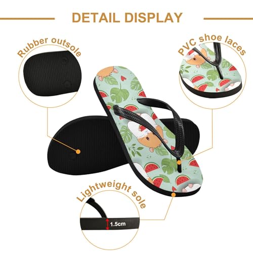 Burbuja Cartoon Hamster Enjoying Watermelon Flip Flops for Women Men, Soft Thong Sandals Rubber Slippers for Pool Beach Essentials3