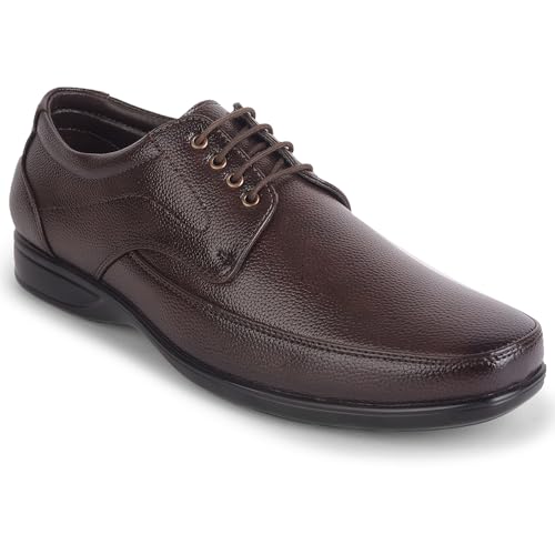 Image of Liberty Fortune HML-5E Men's Formal Derby Shoes - Black, Brown - Synthetic Leather Lace-Up with Cushioned Footbed - Stylish Office Footwear - Comfortable and Lightweight