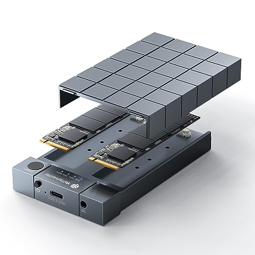 【SSDクローン作成機】Yottamaster M.2 SSD クローン, USB Type-C 10Gbps NVMe M.2 SSDケース 2ベイ コピー機能付き, 外付けケース (M-Key/B&M Key対応, Nvmeのみ), UASPサポート 2230/2242/2260/2280